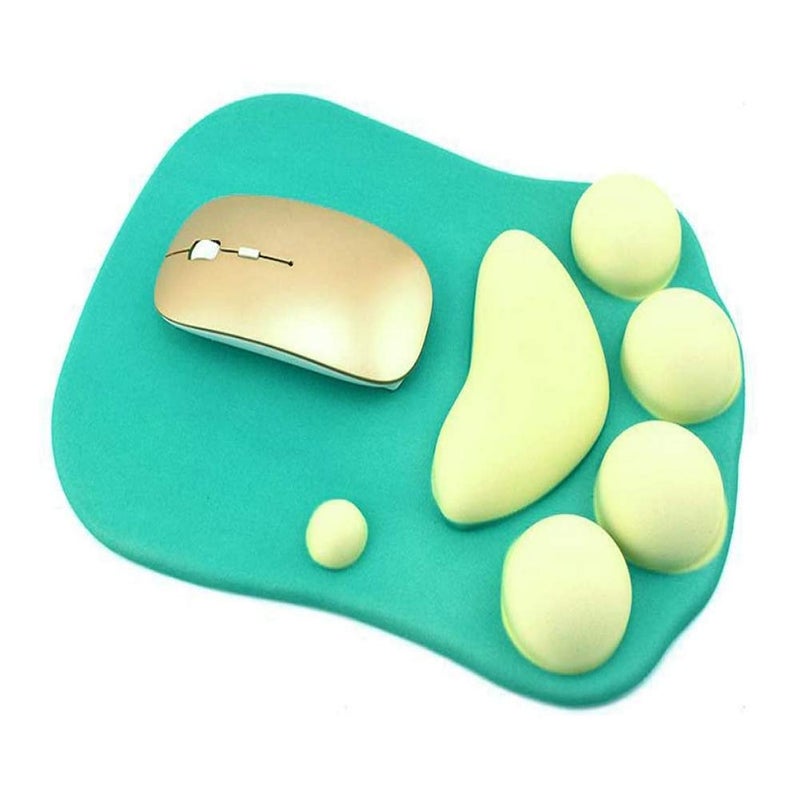 WESAPPINC Cat Paw Mouse Pad with Wrist Support Soft Silicone Wrist Rests Non Slip Ergonomic Mousepad for Office Computer Gaming Desk Decor (10.7x7.8x0.9'') (Green) - Image 2